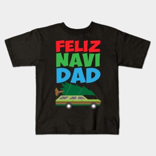 Feliz Navi Dad Funny Dad Joke Christmas Tree on Car Kids T-Shirt